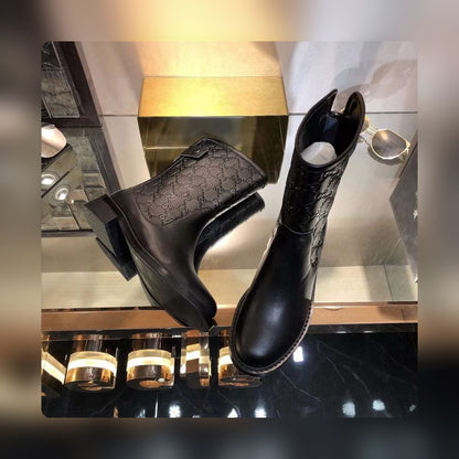 VBS WOMEN'S GUCCISSIMA SHORT ZIP BOOTS BLACK