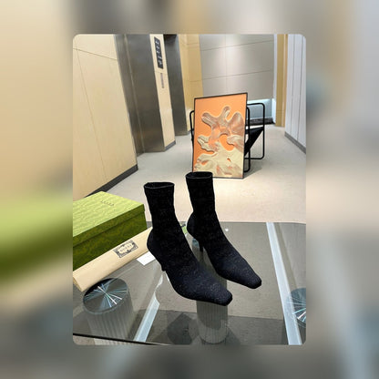 Vbs WOMEN'S Vbs KNIT ANKLE BOOTS BLACK 718378 FACFM 8720