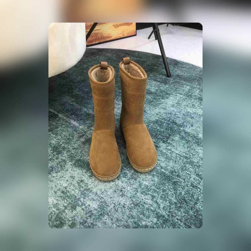 DD CALFSKIN SUEDE SHEARLING GRANVILLE ESPADRILLE BOOTS NATURAL