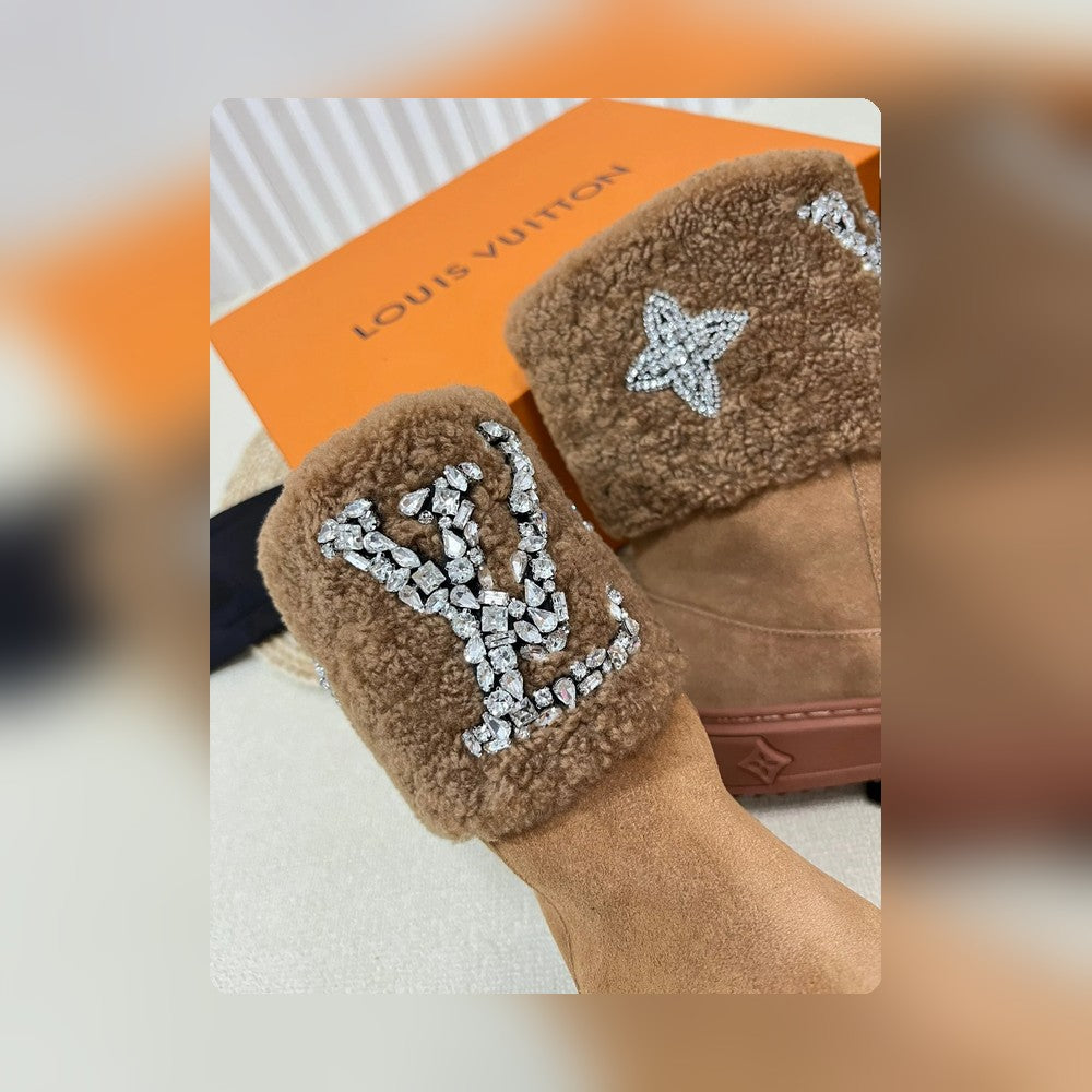 nmb ANKLE BOOT STUDDED WITH DIAMONDS BROWN