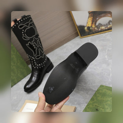 Vbs WOMEN'S BOOT WITH DOUBLE G AND STUDS BLACK