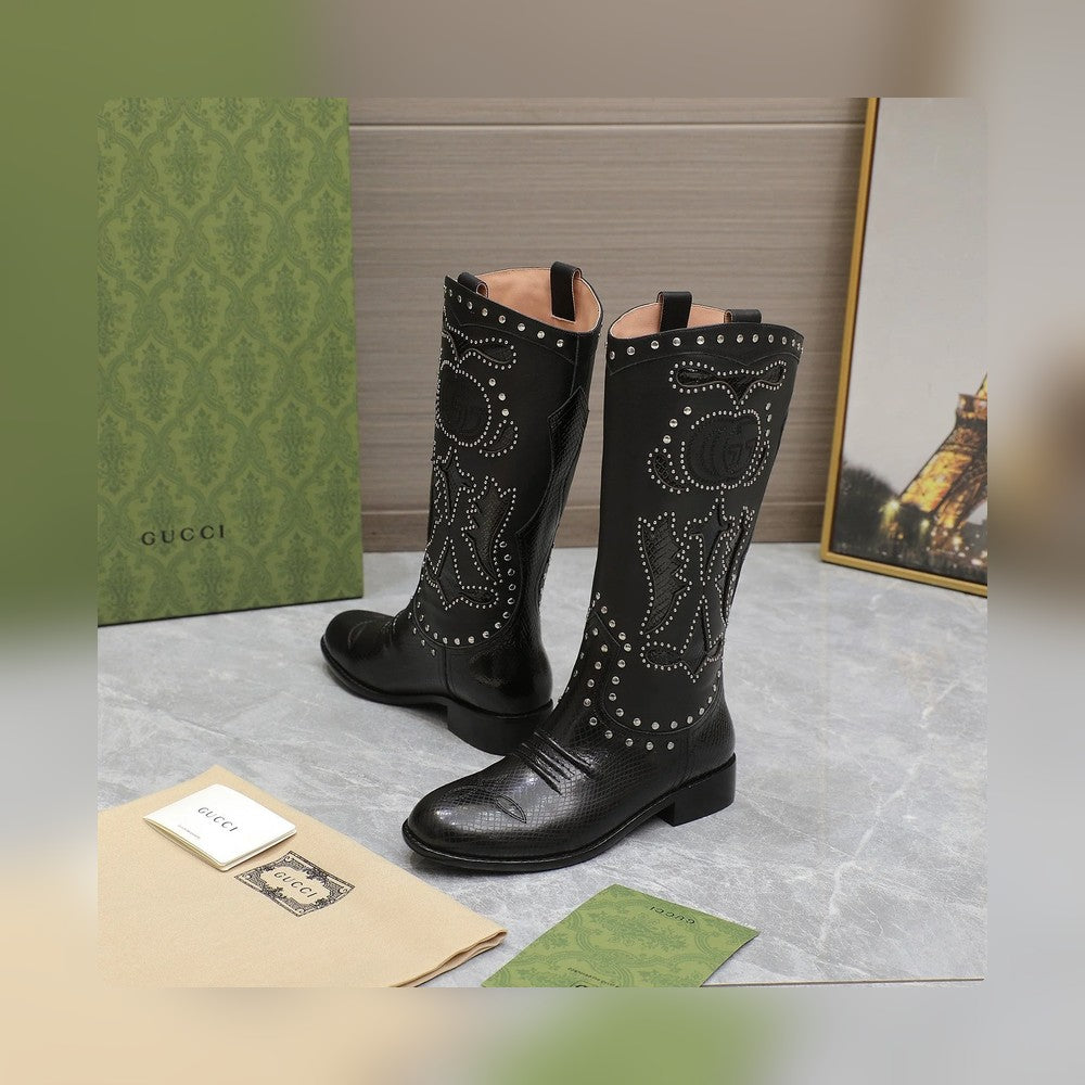 Vbs WOMEN'S BOOT WITH DOUBLE G AND STUDS BLACK