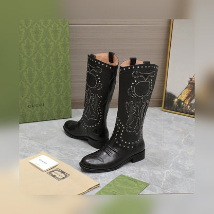 Vbs WOMEN'S BOOT WITH DOUBLE G AND STUDS BLACK