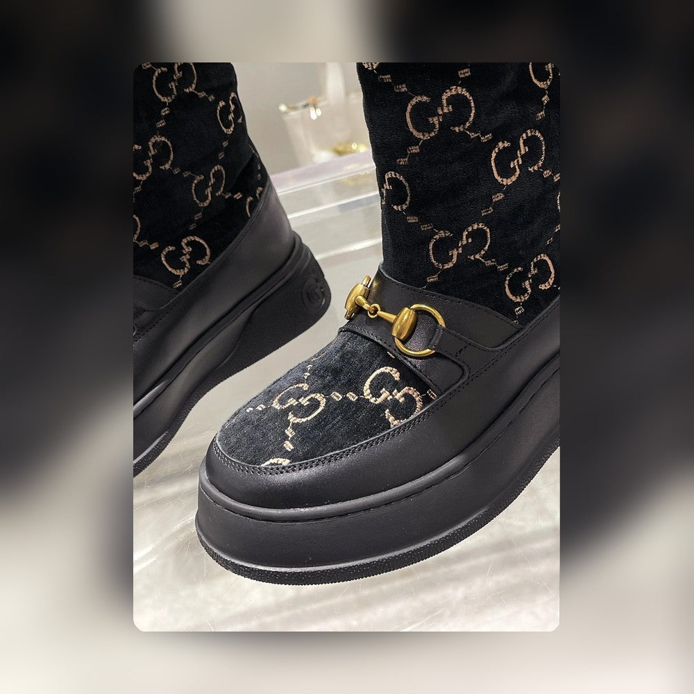 GG 1955 HORSEBIT SNOW BOOTS VEnmbET FABRIC BLACK