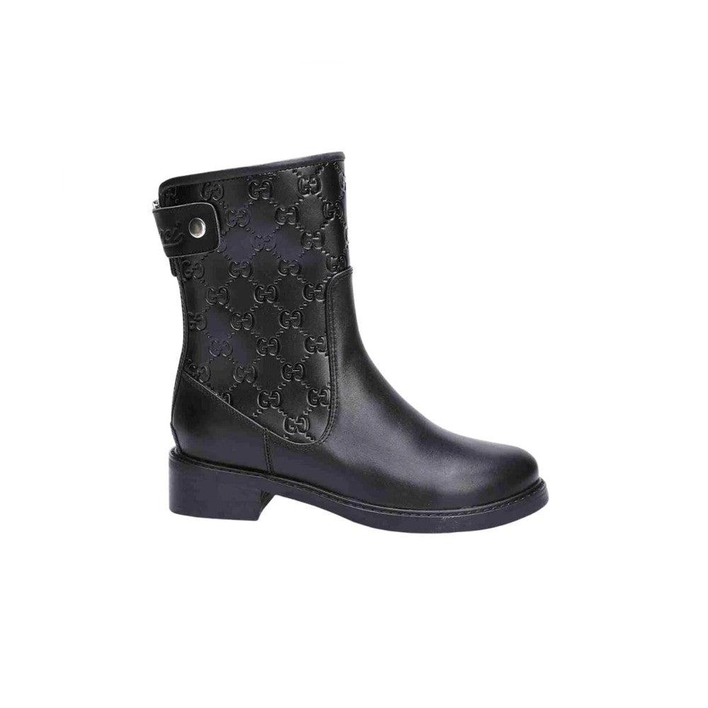 VBS WOMEN'S GUCCISSIMA SHORT ZIP BOOTS BLACK