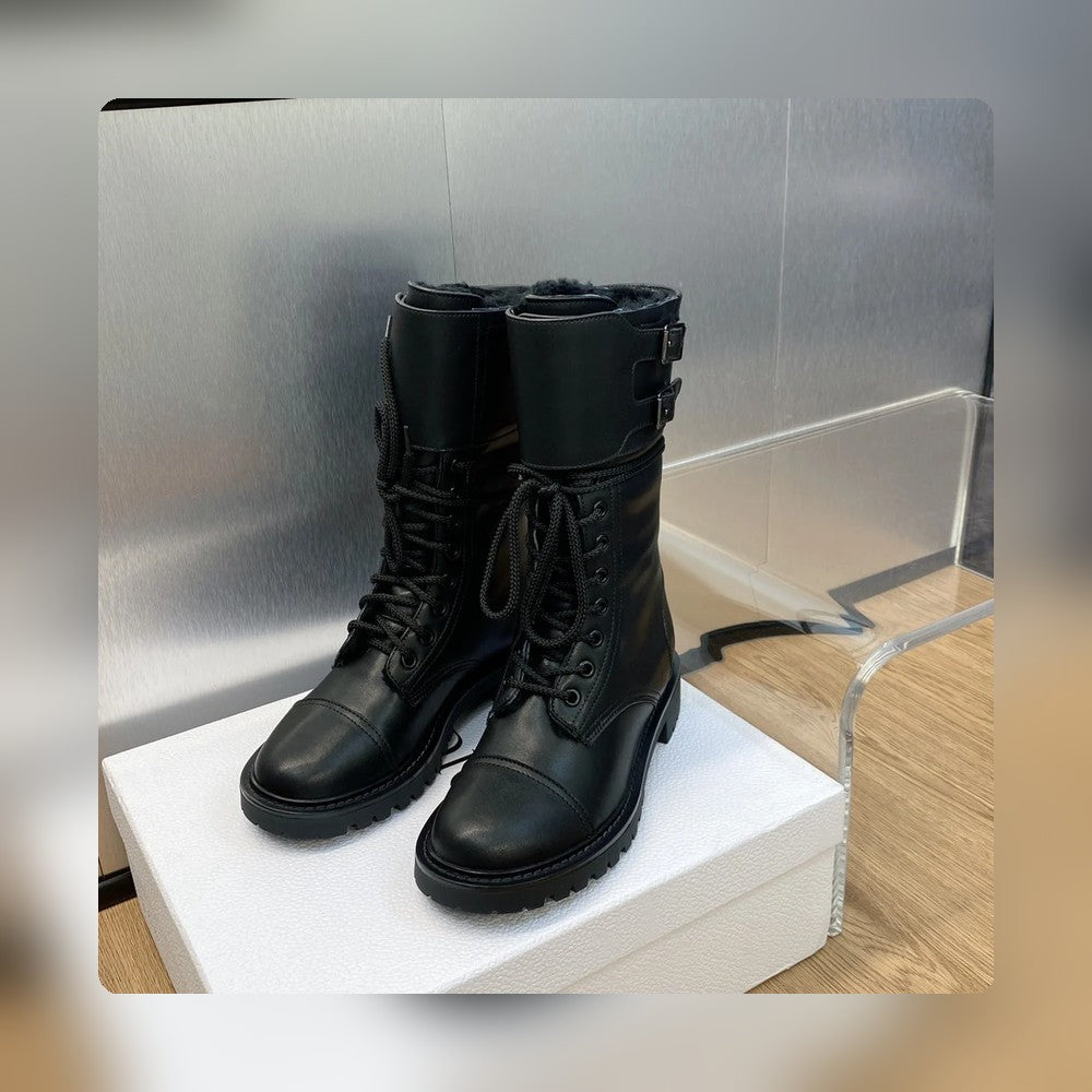 VBS D TRAP ANKLE BOOT CALFSKIN AND SHEARLING BLACK