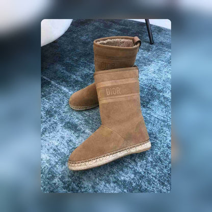 DD CALFSKIN SUEDE SHEARLING GRANVILLE ESPADRILLE BOOTS NATURAL