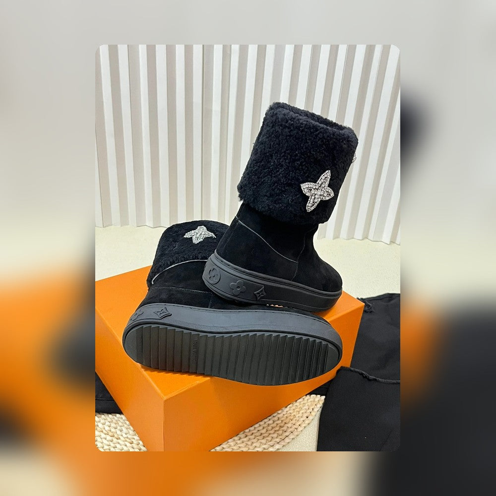 nmb ANKLE BOOT STUDDED WITH DIAMONDS BLACK
