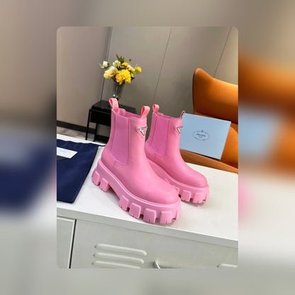 VBS MONOLITH BRUSHED LEATHER BOOTIES PINK