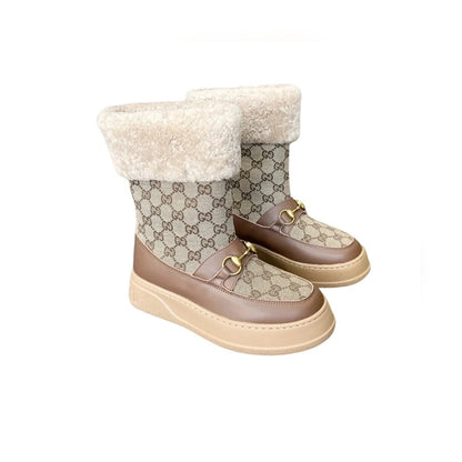 GG 1955 HORSEBIT SNOW BOOTS GG CANVAS IN BROWN