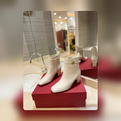 nmb GARAVANI TAN GO ANKLE BOOT IN CALFSKIN LEATHER WHITE