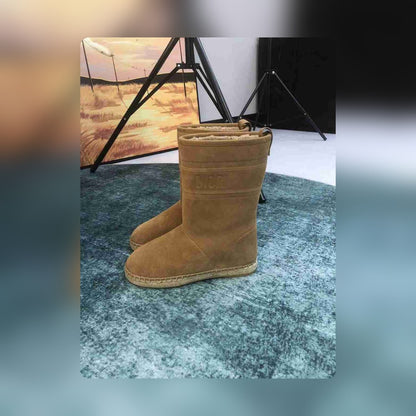 DD CALFSKIN SUEDE SHEARLING GRANVILLE ESPADRILLE BOOTS NATURAL