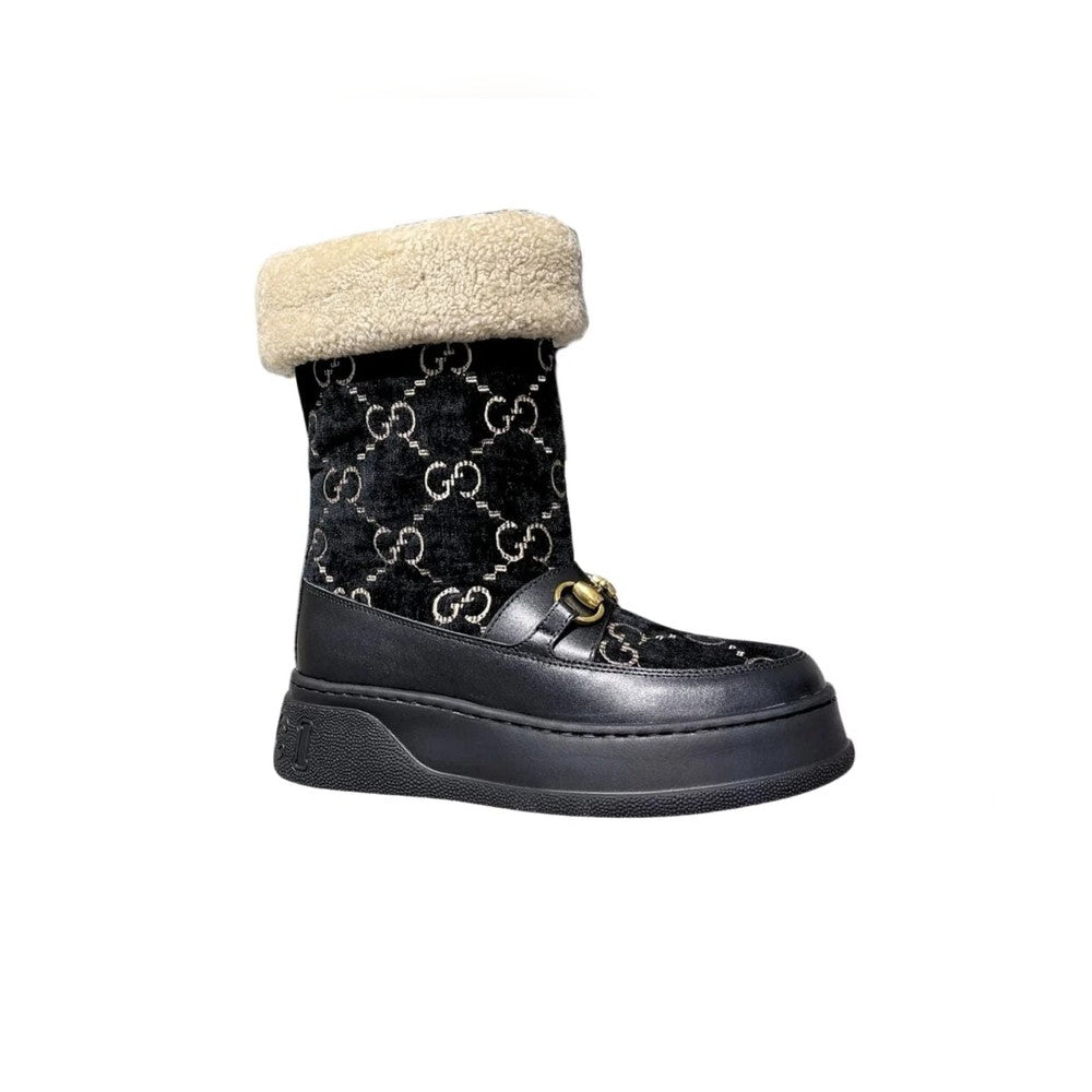 GG 1955 HORSEBIT SNOW BOOTS VEnmbET FABRIC BLACK