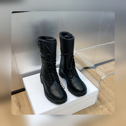 VBS D TRAP ANKLE BOOT CALFSKIN AND SHEARLING BLACK