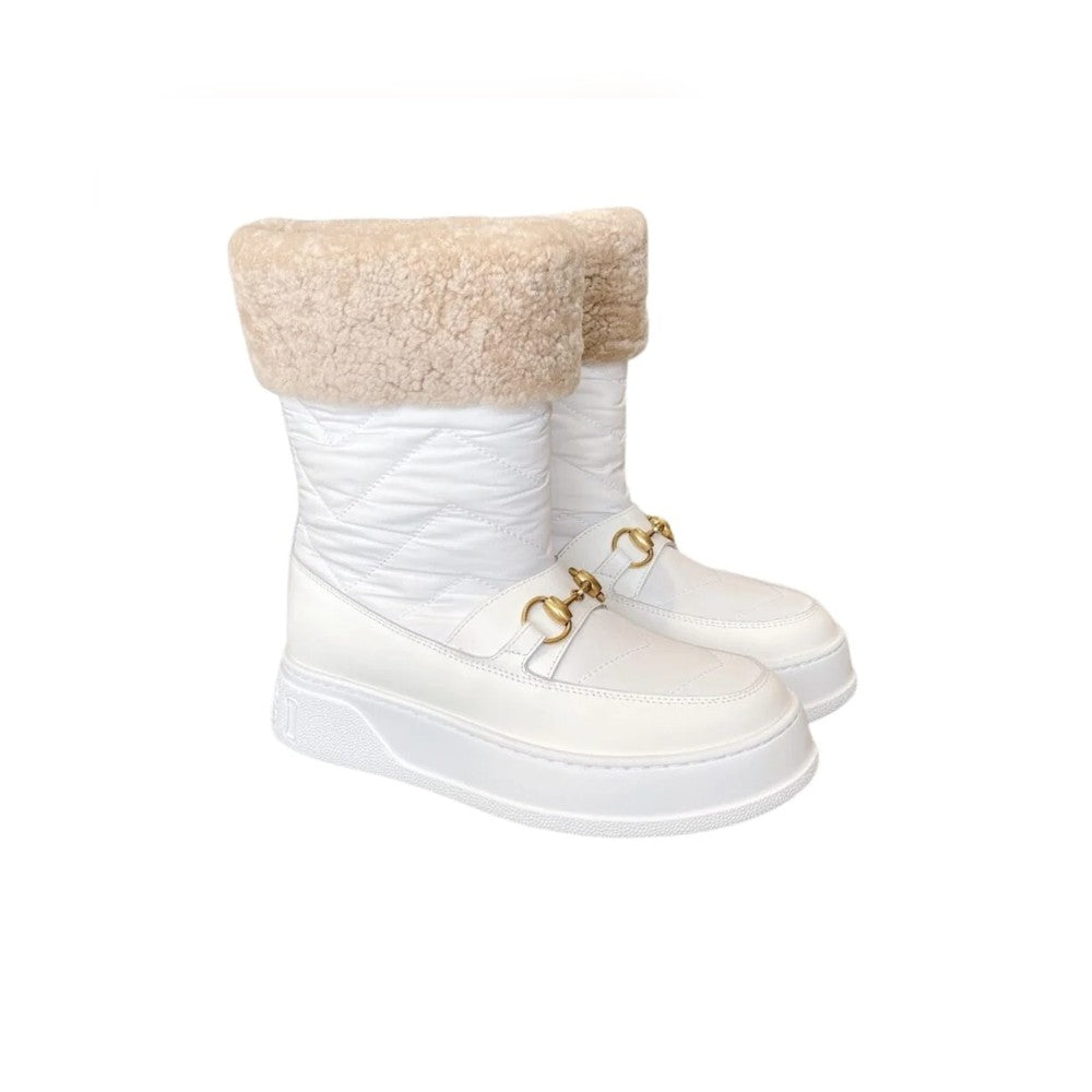 Vbs HORSEBIT CHEVRON QUILTED BOOTS WHITE