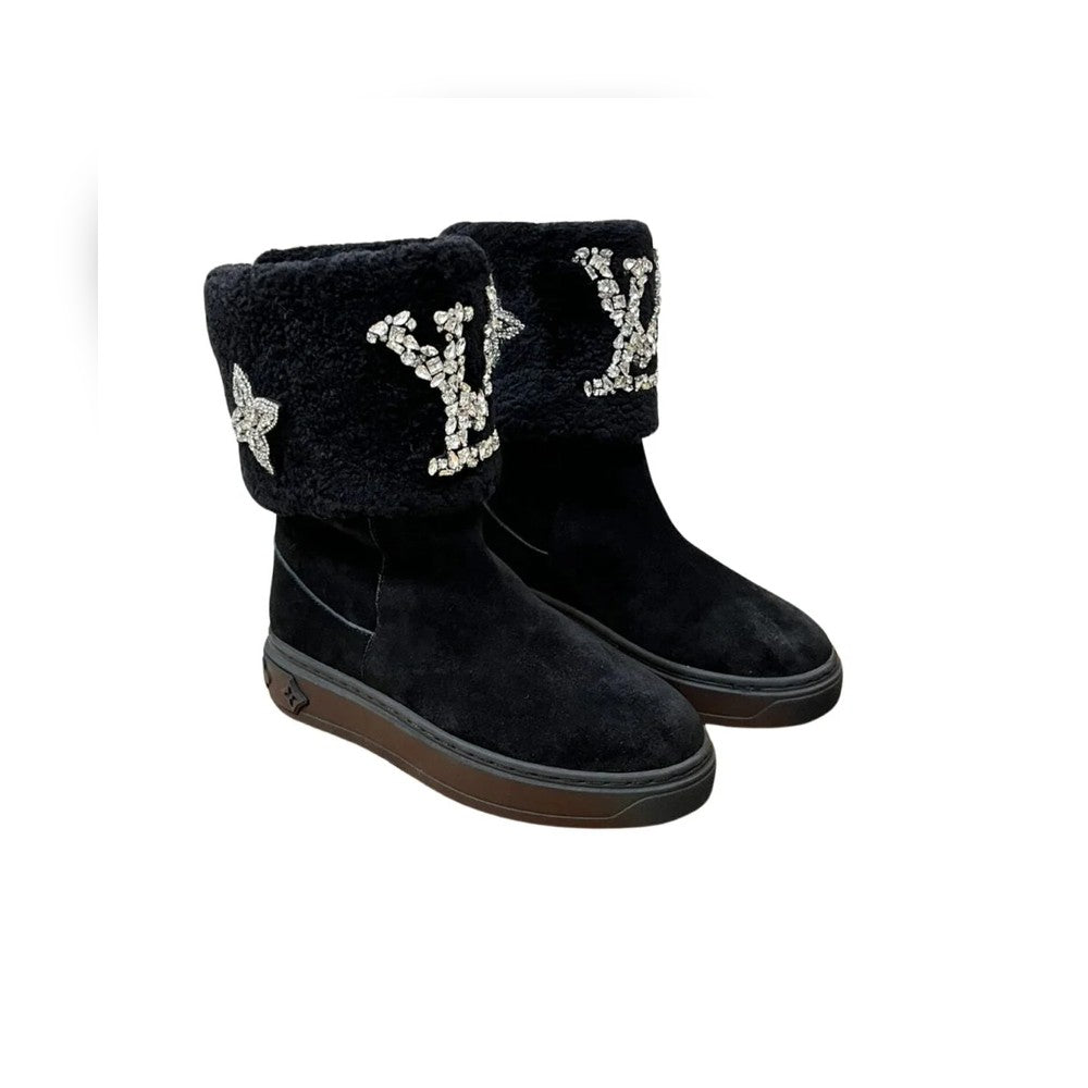 nmb ANKLE BOOT STUDDED WITH DIAMONDS BLACK