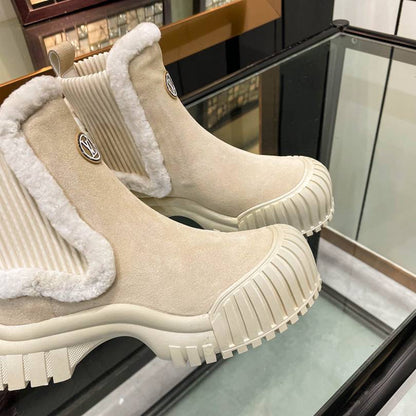 nmb RUBY FLAT BOOTS SUEDE CALFSKIN AND SHEARLING BEIGE 1AGWGB