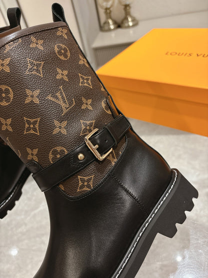 VBS TERRITORY FLAT ANKLE BOOT MONOGRAM BROWN