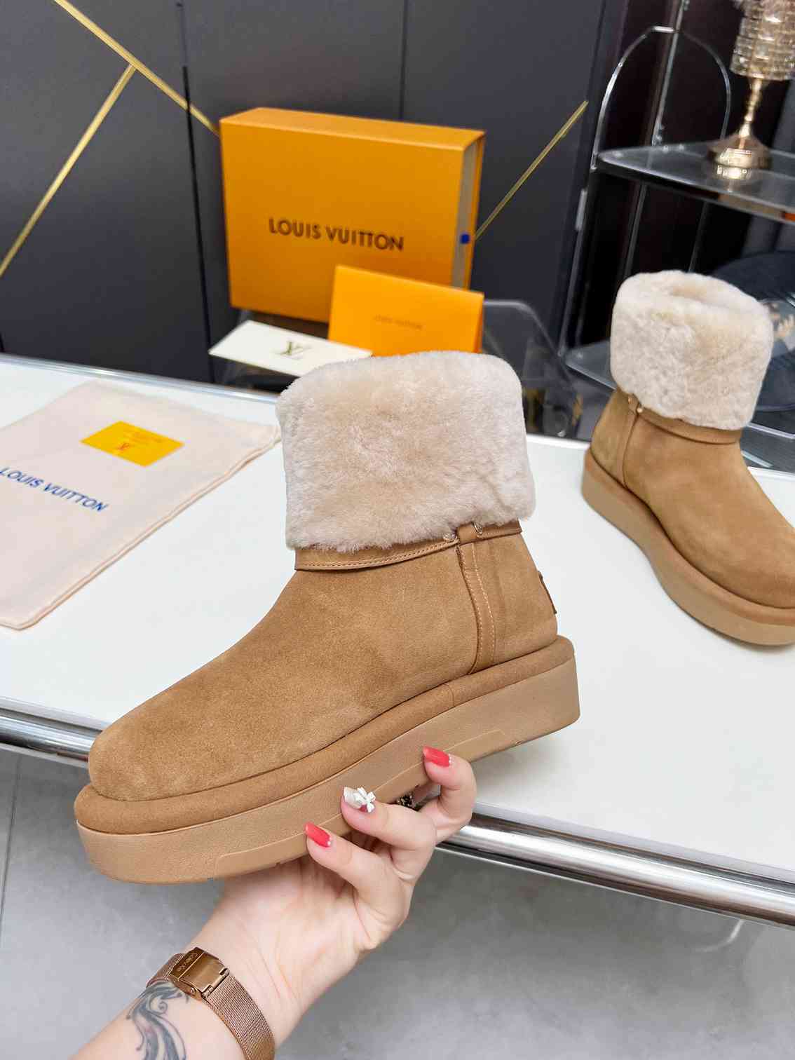 VBS ASPEN PLATFORM ANKLE BOOT BEIGE 1AC79I