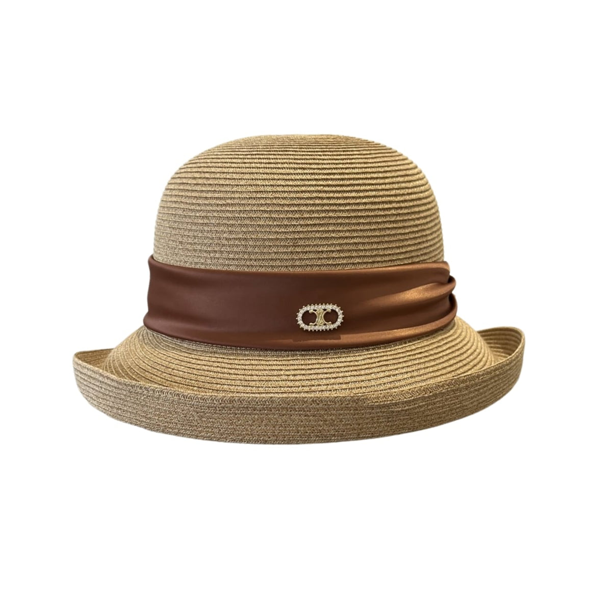 Anum Bags CL RAFFIA CURLED BRIM HAT WITH SATIN NATURAL