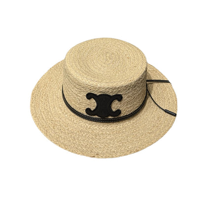 Anum Bags CL FLAT CROWN RAFFIA HAT EMBLEM IN BLACK