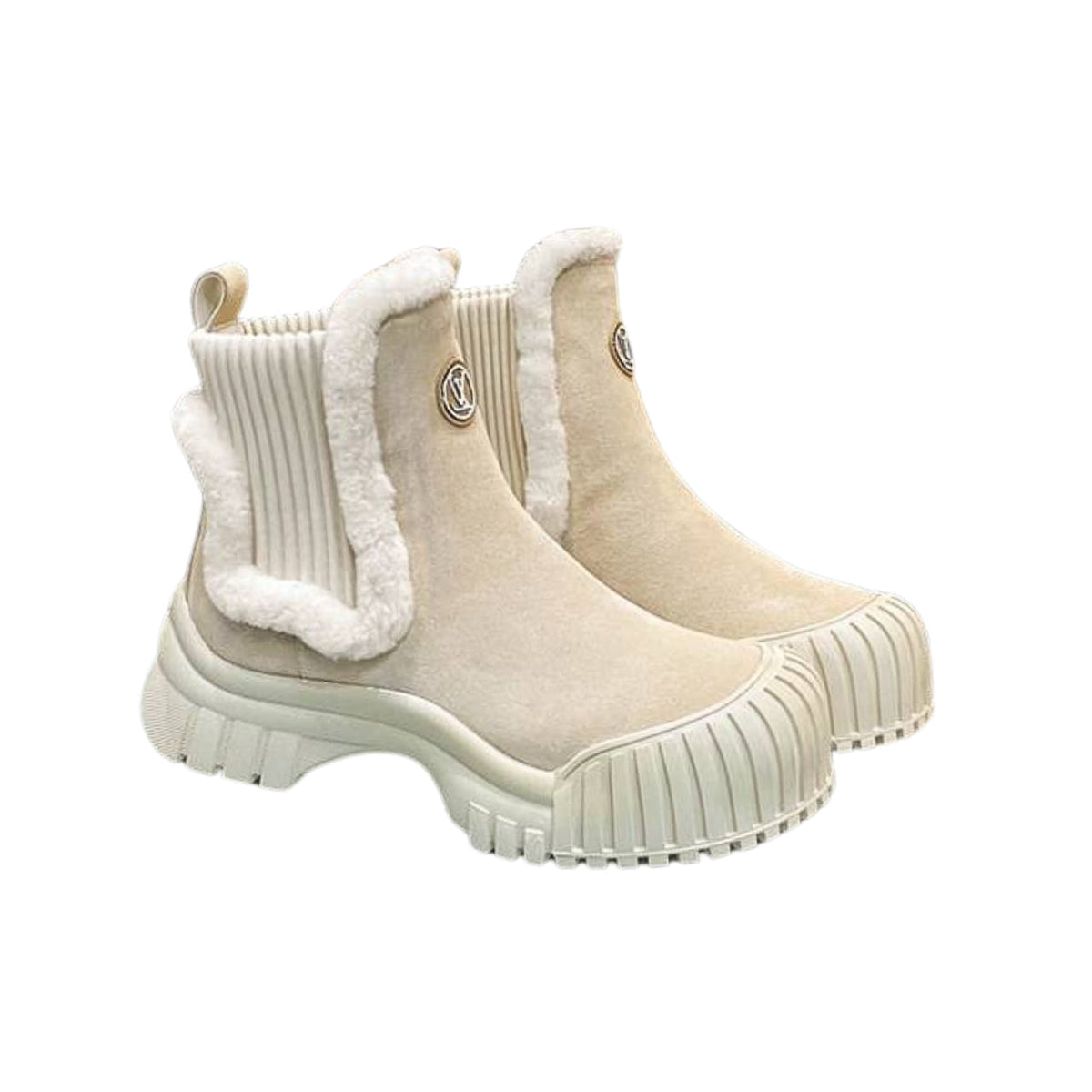 VBS RUBY FLAT BOOTS SUEDE CALFSKIN AND SHEARLING BEIGE 1AGWGB