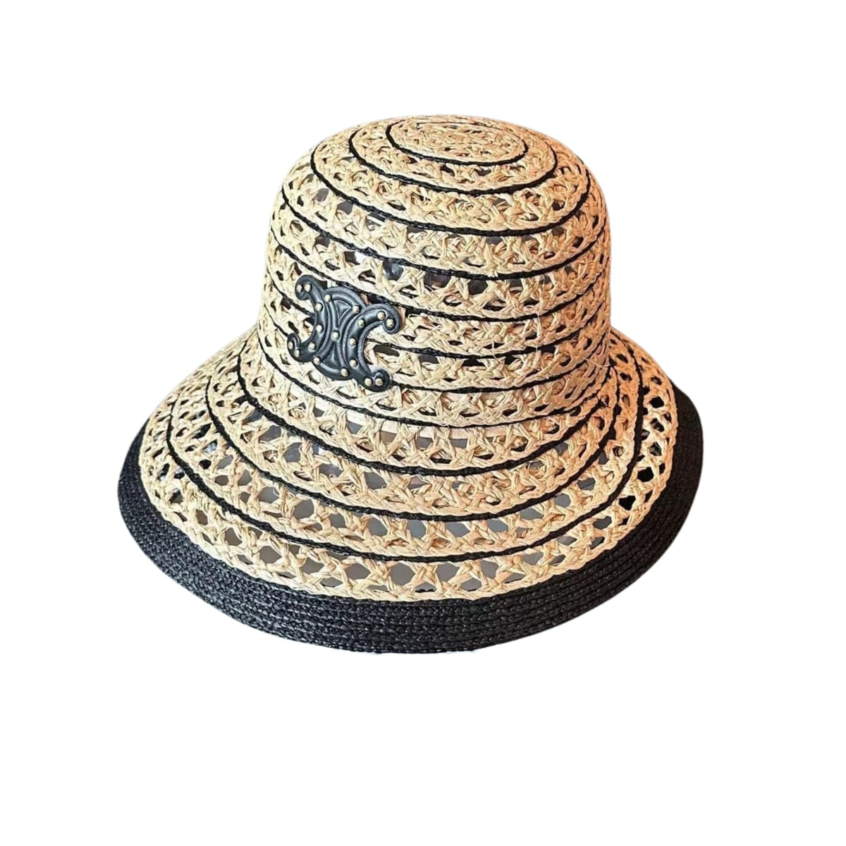Anum Bags CL TRIOMPHE RAFFIA BUCKET HAT NATURAL AND BLACK