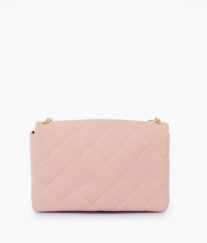 Baby pink quilted mini bag with chain