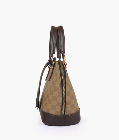 Brown dome satchel handbag