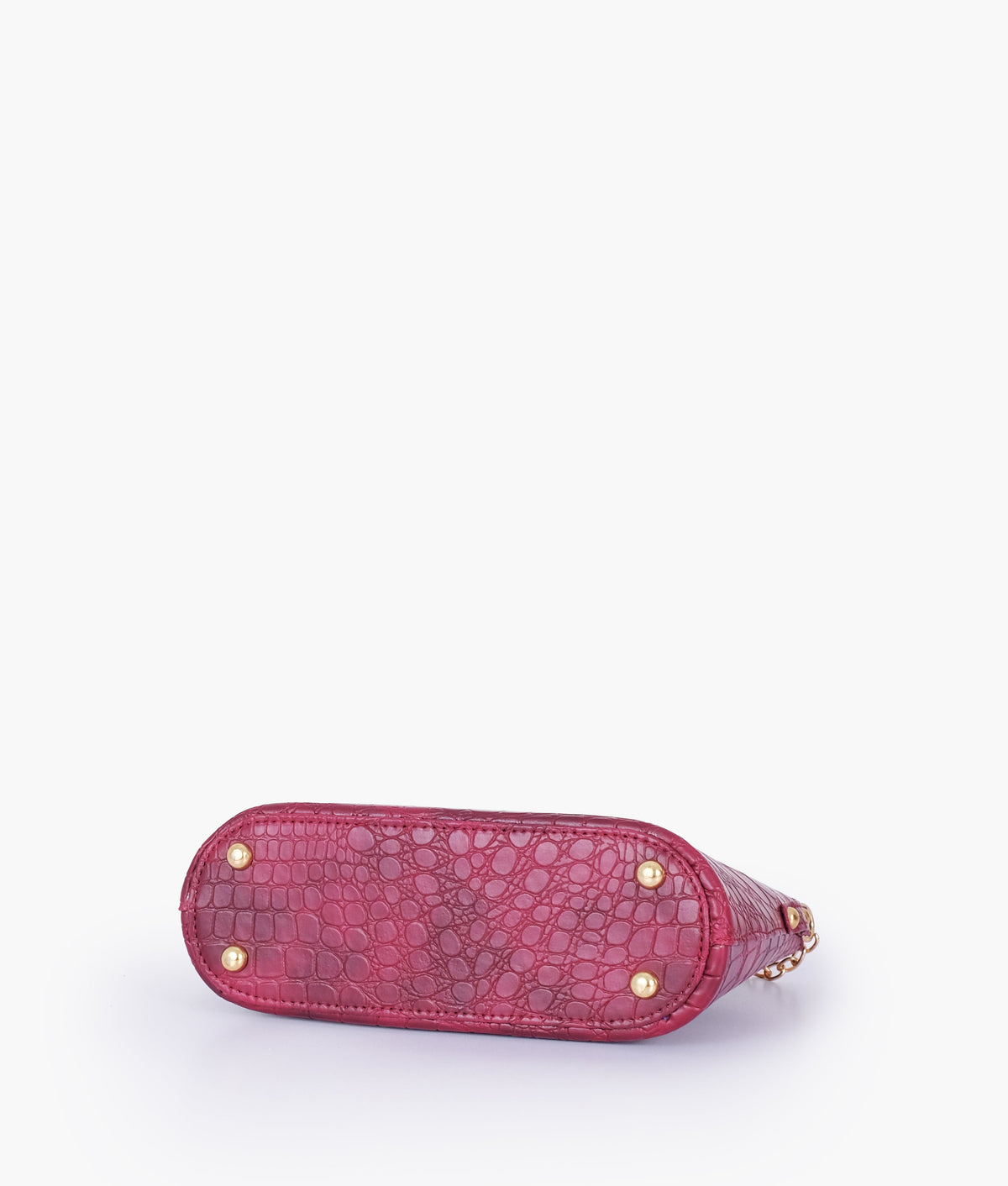 Burgundy crocodile with chain strap cross-body bag