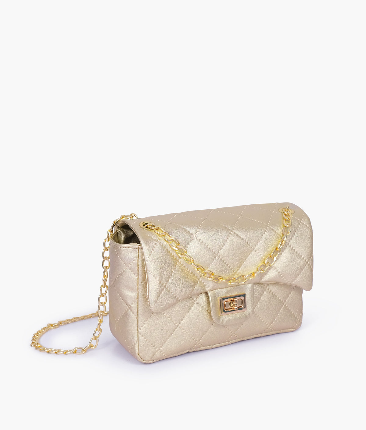Golden quilted mini bag with chain