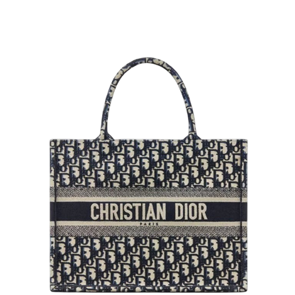 Anum Bags DIR MEDIUM 36CM BLUE OBLIQUE EMBROIDERY BOOK TOTE